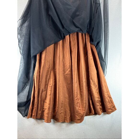 Adrianna Papell Tulle Maxi Skirt Copper Black Evening Goth Formal Size 8 - Picture 7 of 15